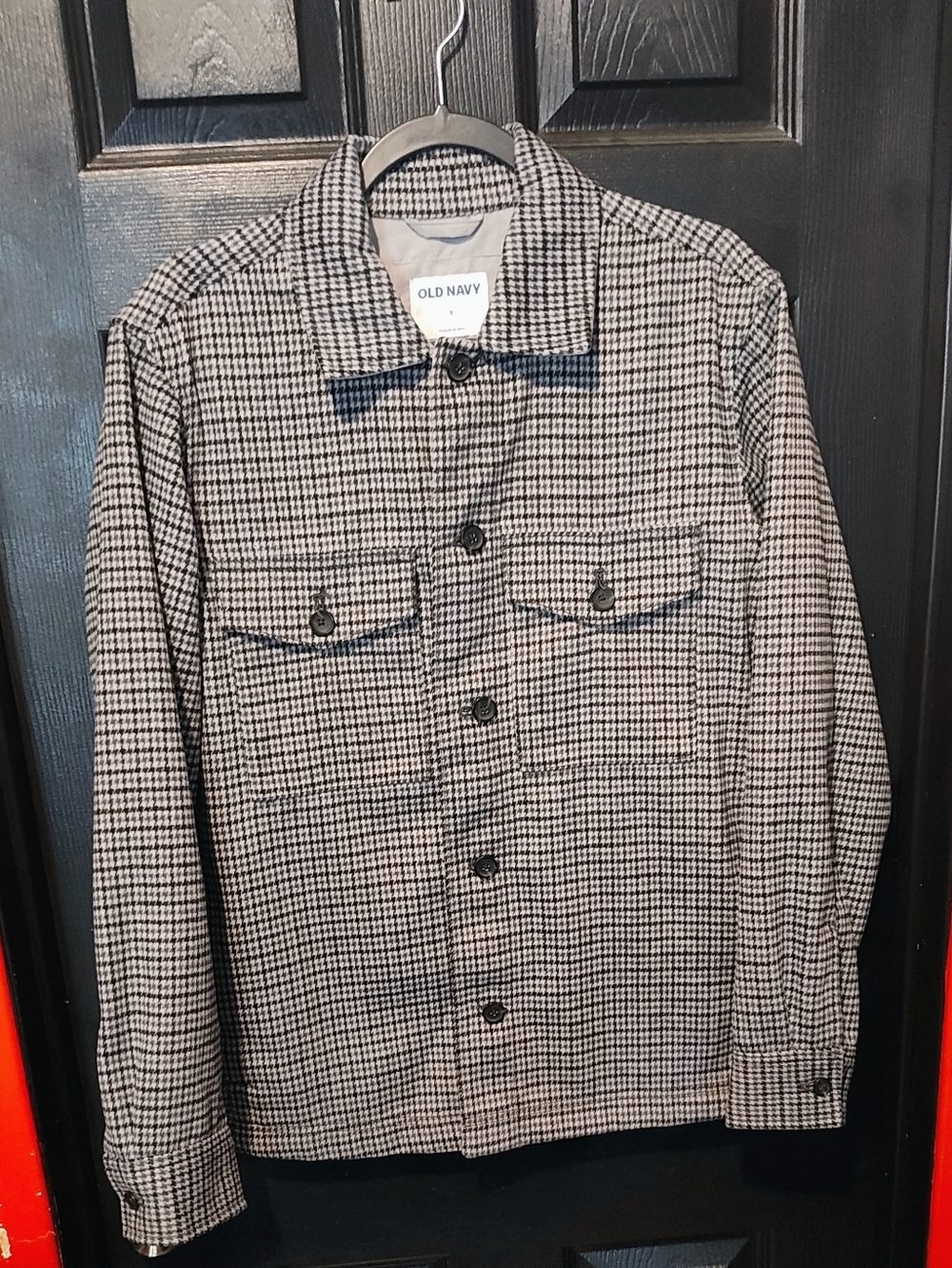 Old Navy Black & White Houndstooth Shirt Jacket